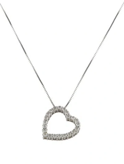 Pre-owned Gucci 18k Diamond Heart Pendant Necklace, 16" In Multi