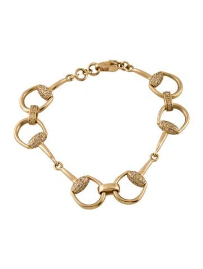Pre-owned Gucci 18k Diamond Horsebit Link Bracelet, 6.75" In Multi