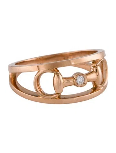 Pre-owned Gucci 18k Diamond Horsebit Ring In Multi