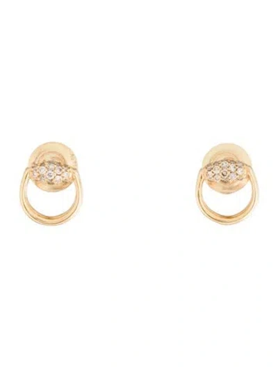 Pre-owned Gucci 18k Diamond Horsebit Stud Earrings In Multi