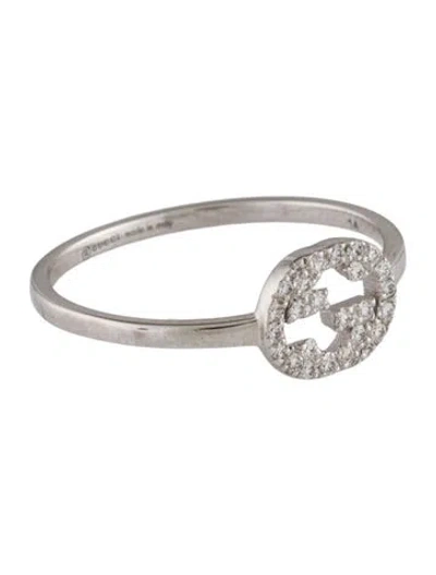 Pre-owned Gucci 18k Diamond Interlocking G Ring In Multi