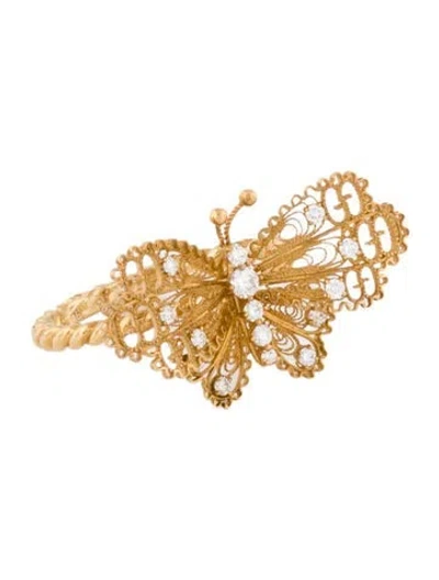 Pre-owned Gucci 18k Diamond Le Marche Des Merveilles Butterfly Ring In Multi