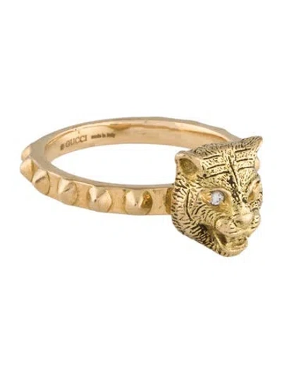 Pre-owned Gucci 18k Diamond Le Marché Des Merveilles Feline Cocktail Ring In Multi