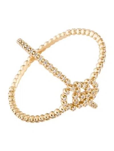 Pre-owned Gucci 18k Diamond Running G Crossover Ring In Multi