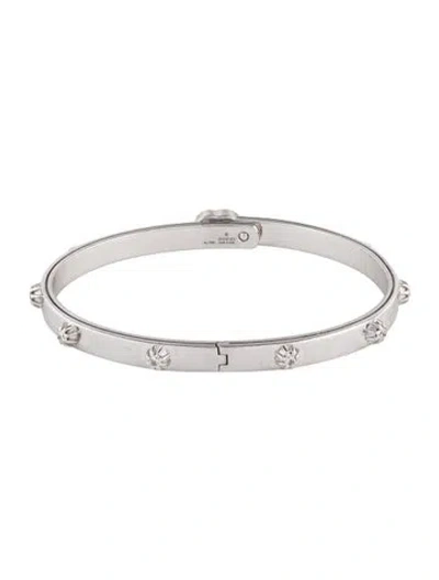 Pre-owned Gucci 18k Diamond Running G Hinged Bangle Bracelet, 6.75" In Multi