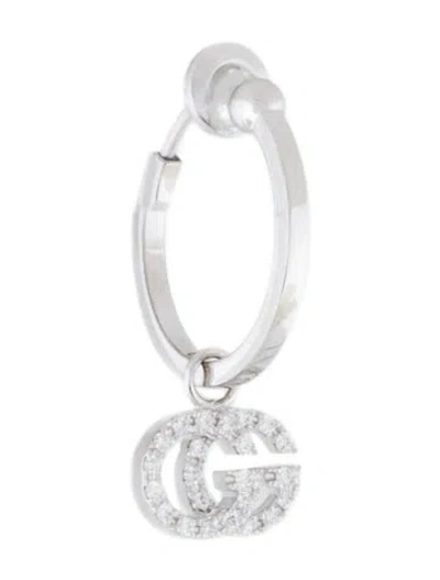 Pre-owned Gucci 18k Diamond Running G Single Hoop Earring In Multi