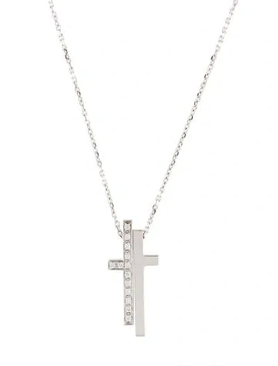 Pre-owned Gucci 18k Diamond Split Cross Necklace, 19.25" In Multi