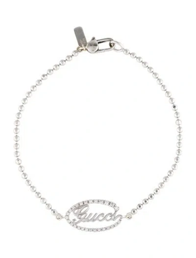 Pre-owned Gucci 18k Diamond Station Bracelet, 7" In Multi