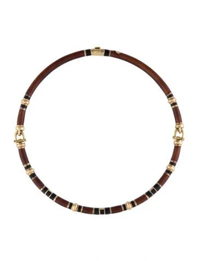 Pre-owned Gucci 18k Enamel Collar Necklace, 16" In Multi