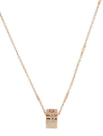 Pre-owned Gucci 18k Enamel Icon Blossom Pendant Necklace, 17" In Multi