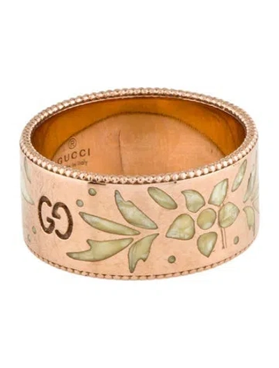 Pre-owned Gucci 18k Enamel Icon Mystic Blooms Ring In Multi