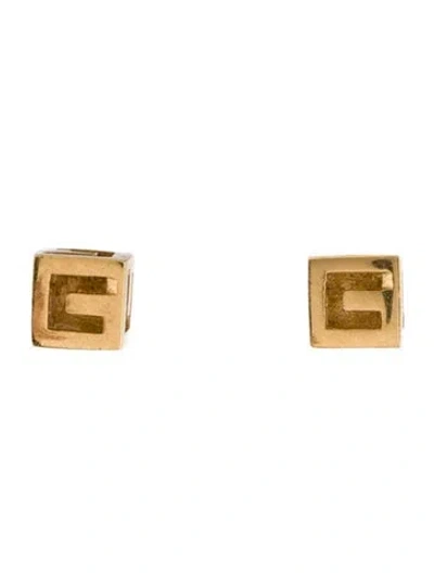 Pre-owned Gucci 18k G Cube Stud Earrings In Multi