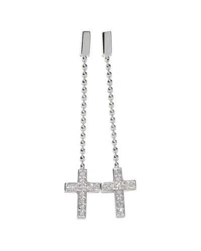 Pre-owned Gucci 18k Gold Diamond Mini Cross Earrings (authentic Pre-loved)
