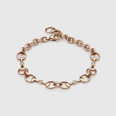 Gucci 18k Horsebit Diamond Bracelet In Rose Gold