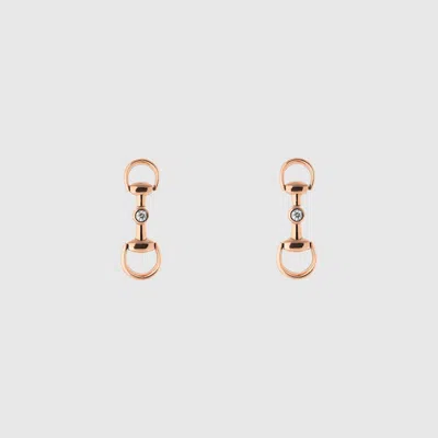 Gucci 18k Horsebit Diamond Earrings In Gold