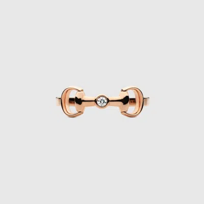 Gucci 18k Horsebit Diamond Ring In Gold