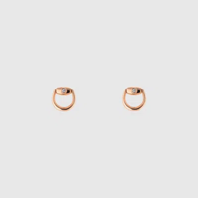 Gucci 18k Horsebit Diamond Stud Earrings In Gold