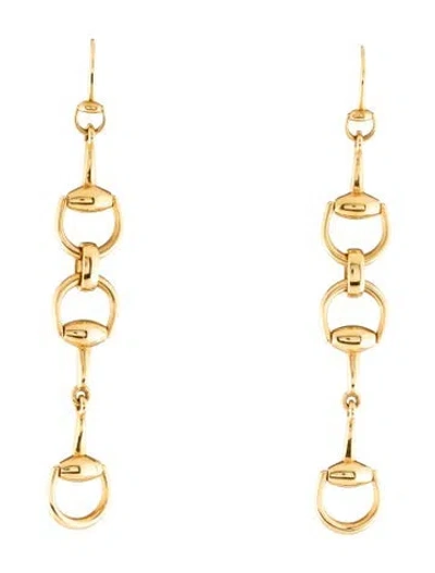 Pre-owned Gucci 18k Horsebit Drop Earrings In Multicolor