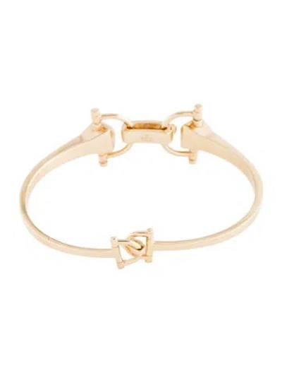 Pre-owned Gucci 18k Horsebit Hinged Bracelet, 6.5" In Multi
