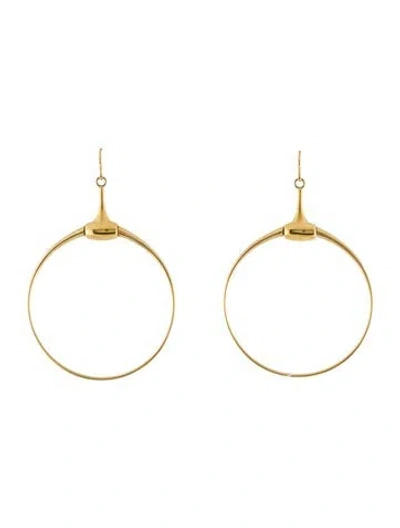 Pre-owned Gucci 18k Horsebit Hoop Earrings In Multi