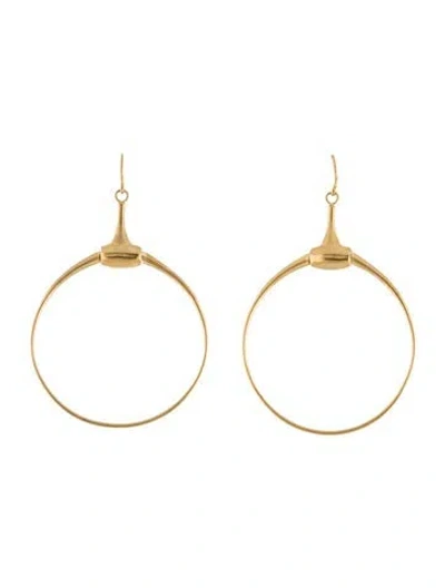 Pre-owned Gucci 18k Horsebit Hoop Earrings In Multi