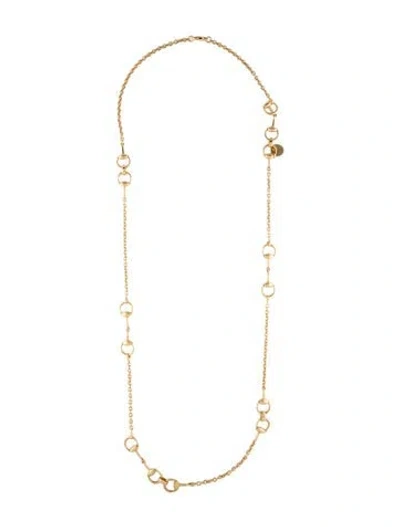 Pre-owned Gucci 18k Horsebit Station Necklace, 36.5" In Multicolor