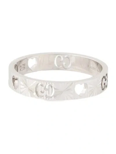 Pre-owned Gucci 18k Icon Heart Band Ring In Multi