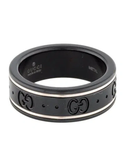 Pre-owned Gucci 18k Icon Thin Band In Black
