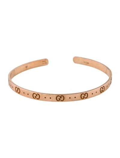 Pre-owned Gucci 18k Icon Thin Cuff, 6.25" In Multi