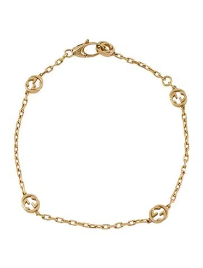 Pre-owned Gucci 18k Interlocking G Station Bracelet, 6.25" In Multi