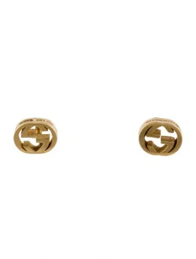 Pre-owned Gucci 18k Interlocking G Stud Earrings In Multi