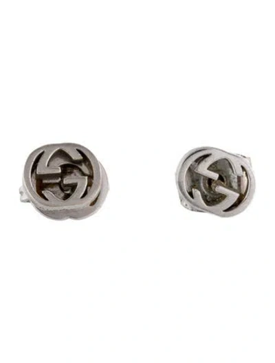 Pre-owned Gucci 18k Interlocking G Stud Earrings In Multicolor