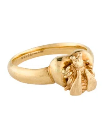 Pre-owned Gucci 18k Le Marché Des Merveilles Heart & Bee Cocktail Ring In Multi