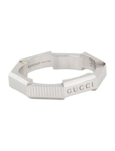 Pre-owned Gucci 18k Link To Love Striped Ring In Multi