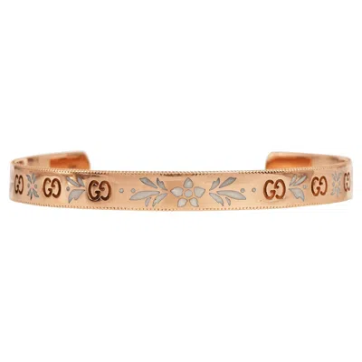 Pre-owned Gucci 18k Rose Gold Enamel Icon Blossom Bracelet In Red