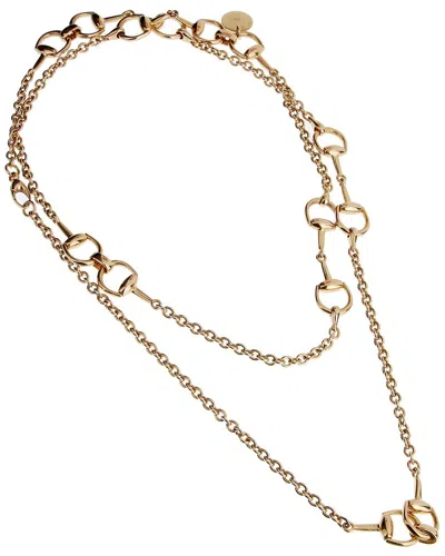 Pre-owned Gucci 18k Rose Gold Horsebit Sautoir Necklace (authentic Pre-loved)