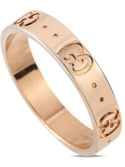 Pre-owned Gucci 18k Rose Gold Icon Band Ring In 粉色