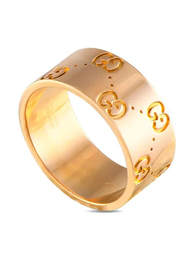 Pre-owned Gucci 18k Rose Gold Icon Ring In Pink