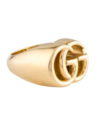 Pre-owned Gucci 18k Running G Large Signet Ring In Multi