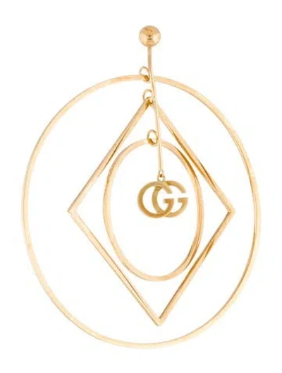 Pre-owned Gucci 18k Running Gg Mono Hoop Earring In Multi