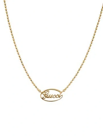 Pre-owned Gucci 18k Signature Pendant Necklace, 16.5" In Multi