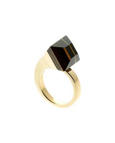 Gucci 18k Smokey Quartz Chiodo Ring (authentic Pre-loved) In Gold
