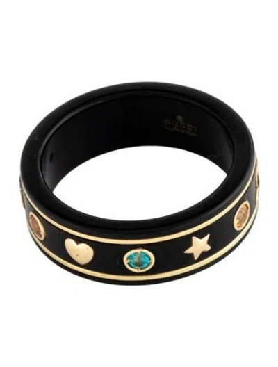 Pre-owned Gucci 18k Topaz & Multistone Icon Ring In Black