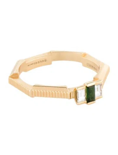 Pre-owned Gucci 18k Tourmaline & Diamond Link To Love Ring In Multi