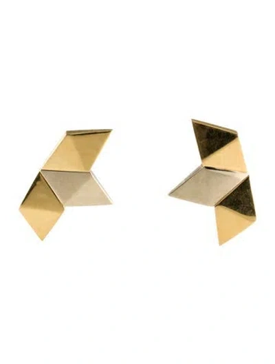 Pre-owned Gucci 18k Two-tone Geometrical Earclip Earrings In Multi