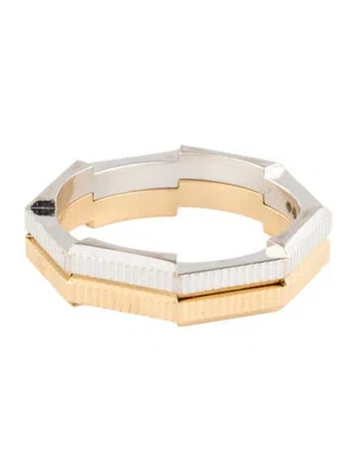 Pre-owned Gucci 18k Two-tone Link To Love Striped Ring Set In Multi