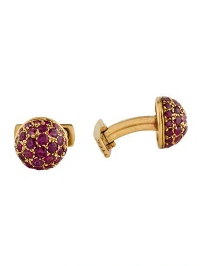 Pre-owned Gucci 18k Vintage Ruby Cufflinks In Multi