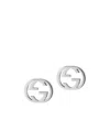 Gucci 18k Wg Interlocking G Stud Erng In White