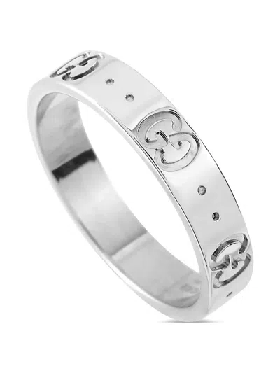 Pre-owned Gucci 18k White Gold Icon Band Ring