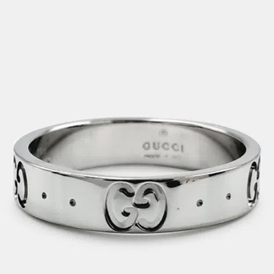 Pre-owned Gucci 18k White Gold Icon Ring Eu 49 In Multi
